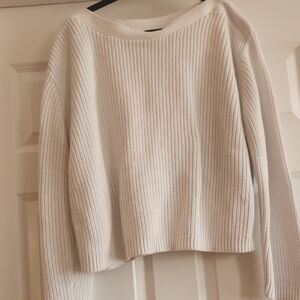 Quince 100% Organic Cotton Fisherman Boatneck Sweater. White. Medium